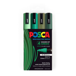 Uni Posca 1.8-2.5mm 4 Pack Shades of Green PC-5M