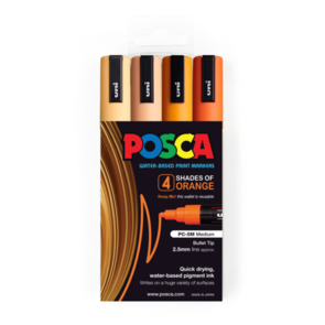 Uni Posca 1.8-2.5mm 4 Pack Shades of Orange PC-5M