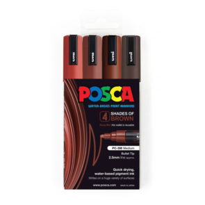 Uni Posca 1.8-2.5mm 4 Pack Shades of Brown PC-5M