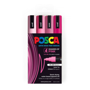 Uni Posca 1.8-2.5mm 4 Pack Shades of Pink PC-5M
