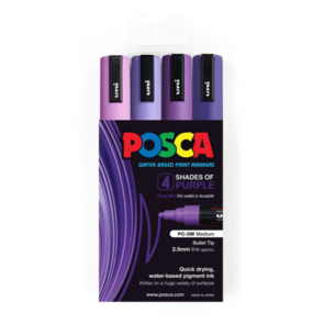 Uni Posca 1.8-2.5mm 4 Pack Shades of Purple PC-5M