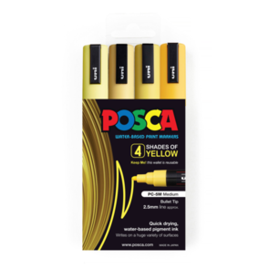 Uni Posca 1.8-2.5mm 4 Pack Shades of Yellow PC-5M
