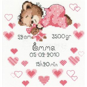 Riolis Girls Birth Sampler - Cross Stitch Kit