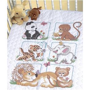 Dimensions Quilt Stamped Cross Stitch Kit 34"X43" Animal Babies