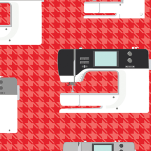 Benartex Contempo Sewing Room 2; Sewing Machines - Red