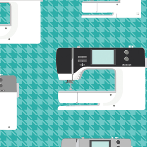 Benartex Contempo Sewing Room 2; Sewing Machines - Aqua