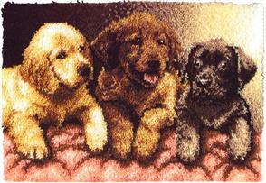 Caron Wonderart Latch Hook Kit - Lab Puppies - Rug Kit