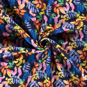 Nooteboom Jogging Brushed - Digital Printed Leaves #19365 - Colour 08 - Navy