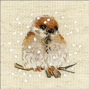 Riolis Counted Cross Stitch Kit 4"X4" Sparrow (14 Count)