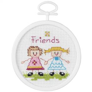 Janlynn Mini Counted Cross Stitch Kit 2.5" Round - Friends