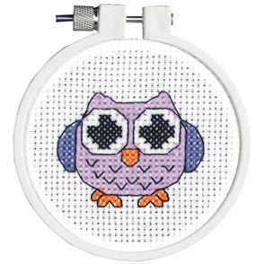 Janlynn Kid Stitch Mini Counted Cross Stitch Kit 3" Round - Owl