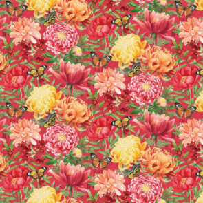Northcott Morning Blossom - Feature Floral - Red Multi