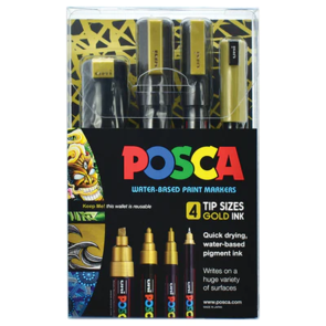 Uni Posca Gold Set Pack of 4 Tip Sizes