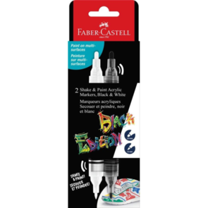 Faber-Castell Black Edition Shake & Paint Markers  - Black/White 2pk