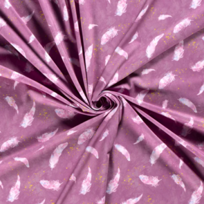 Nooteboom Cotton Jersey - Digital Printed Feathers #18555 - Colour 14 - Pink