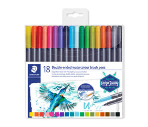 Staedtler Double Ended Watercolour Brush Pens - Assorted 18