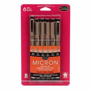 Pigma Micron Pen Set 6 Sizes Black