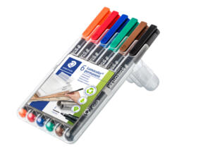 Staedtler Lumocolor Permanent Fine - Wallet Of 6 Assorted Colours