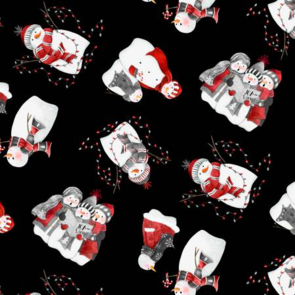 Wilmington Prints Snowy Tidings - Snowmen - Black