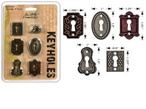 Idea-Ology Tim Holtz Keyholes W/Brads 5/Pkg