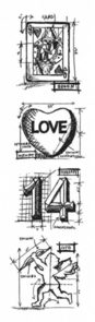 Stampers Anonymous Tim Holtz Cling Stamp 3" x 10" Mini Blueprints Strip - Valentine