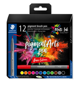 Staedtler Pigment Arts Brush Pen Basic Colours Set 12Pc