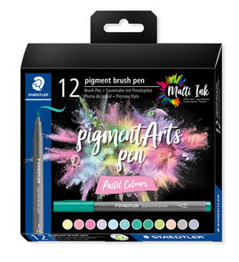 Staedtler Pigment Arts Brush Pen Pastel Colours Set 12Pc