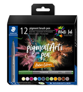 Staedtler Pigment Arts Brush Pen Nature Colour Set 12Pc