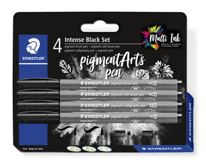Staedtler Pigment Arts Intense Black Pen Set 4 Pcs