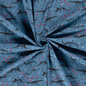 Nooteboom Cotton Jersey - Printed Dino #19644 - Colour 06 - Indigo