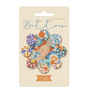 Tilda Wallflower - Buttons 16mm - Blue/Thristle (8pcs)