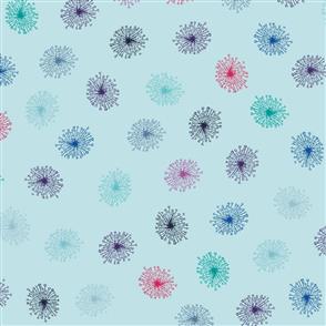 Stof Fabric - Roadside Flowers - Dandelions Aqua