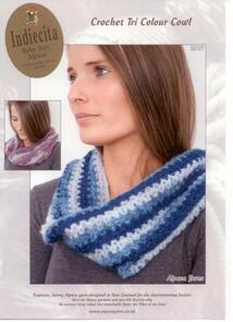 Alpaca Yarns 2117 Crochet Tri Colour Cowl - Crochet Pattern / Kit