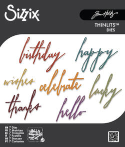 Sizzix Thinlits Die Set 7PK - Handwritten Celebrate by Tim Holtz