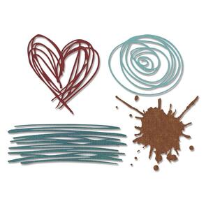Sizzix Thinlits Die Set 4PK - Scribbles & Splat