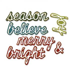 Sizzix Tim Holtz Dies - Shadow Script Christmas 12/pk