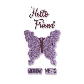 Sizzix Framelits Die Set 5PK w/Stamps Birthday Wishes by Jen Long