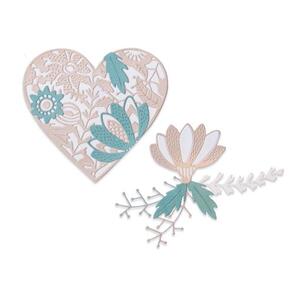 Sizzix Thinlits Die Set 9PK - Bold Floral Heart