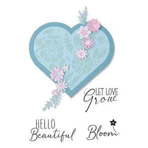 Sizzix Framelits Dies w/Stamps Blooming Heart