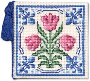 Textile Heritage Cross Stitch Kit Needle Case - Delft Tulips