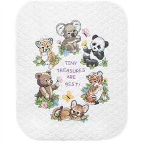 Dimensions Quilt Stamped Cross Stitch Kit 34"X43" Baby Animals