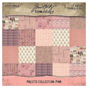 Idea-Ology Tim Holtz Paper Palette Double sided Cardstock - 12" x 12" Pink