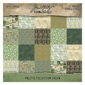 Idea-Ology Tim Holtz Paper Palette Double sided Cardstock - 12" x 12" Green