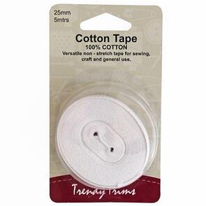 Trendy Trims Cotton Tape White x 5mtrs