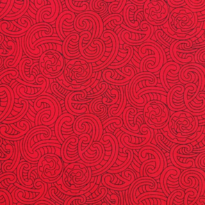Nutex Kiwiana Fabric - Ponga Koru - Scarlet