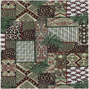Nutex Kiwiana Fabric - Kowhai Whai- Green/Brown
