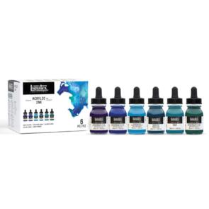 Liquitex Acrylic Ink Set 30ml, Blues Set/6