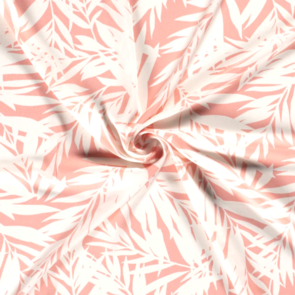 Nooteboom Viscose Poplin - Leaf Print #19059 - Colour 12 - Pink