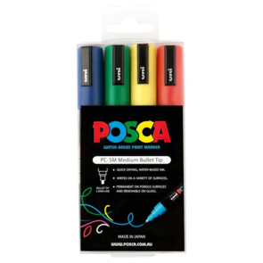 Uni Posca 1.8-2.5mm 4 Pack - Green Yellow Red Blue