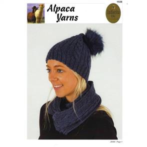 Alpaca Yarns 1538 Cable Beanie & Cowl - Knitting Pattern / Kit